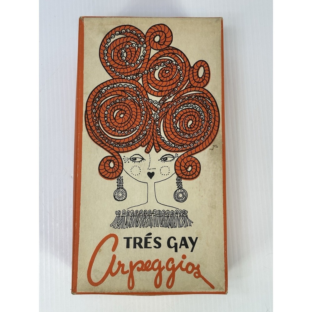 Vintage 1960s Tres Gay Arpeggios Shoe‎ Box Retro MCM Art Lady Orange Collectible